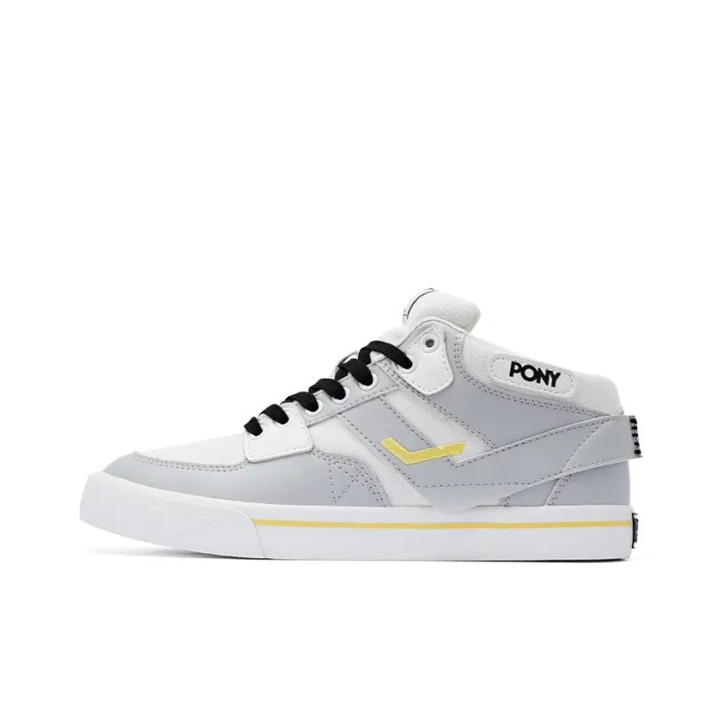 PONY Atop Durable Breathable Low Top Skateboard Shoes Men's White Gray-0
