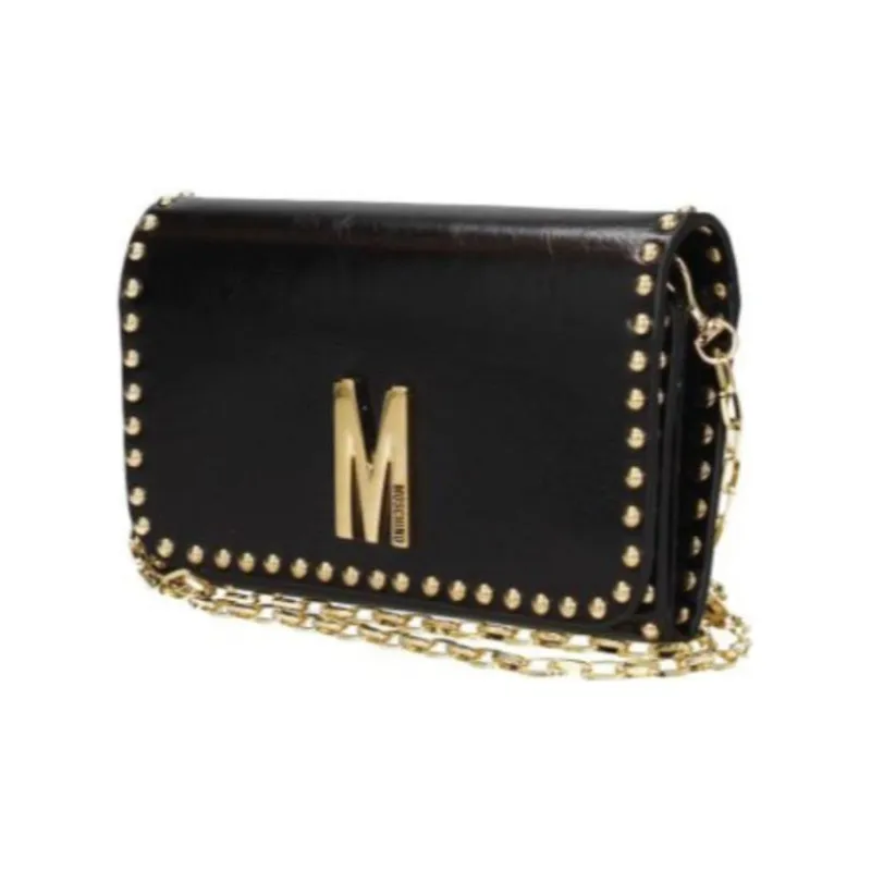 MOSCHINO Leather Shoulder Bag Women's Black-1