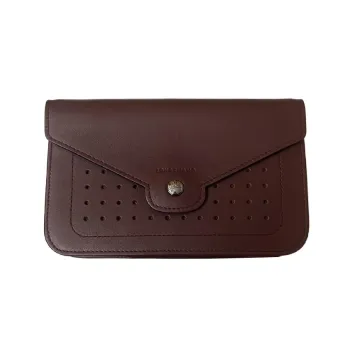 LONGCHAMP Cow Leather Envelope Bag Shoulder Bag Crossbody Bag Women's Brown