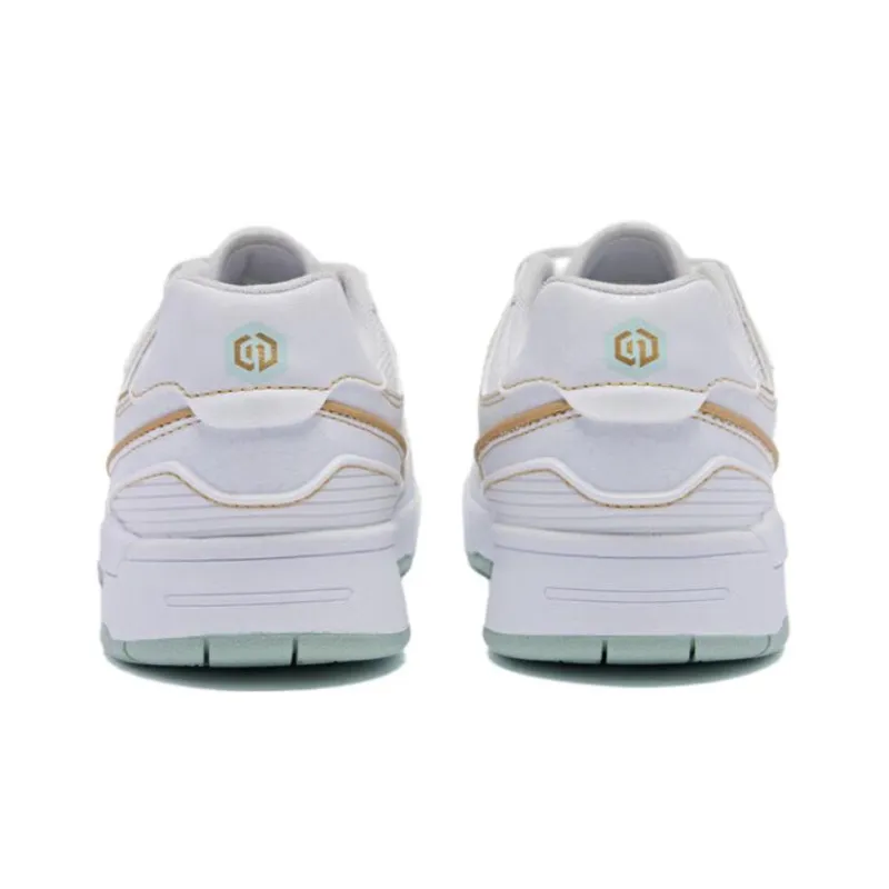 QIAODAN Mortise And Wood Zero Slip Resistant Low Top Skateboard Shoes Women's White-3