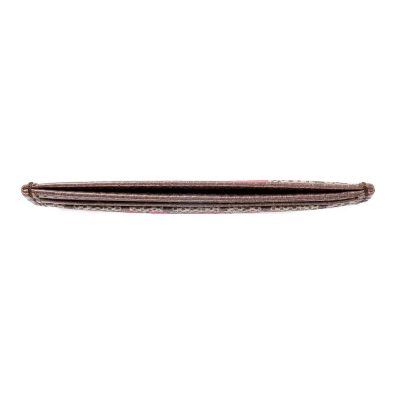 GUCCI Canvas With Leather Card Clip Card Holder Men's Brown-3