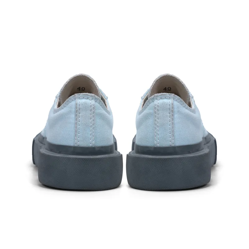 CROOKED CARD Low Top Canvas Shoes Unisex Sky Blue-4