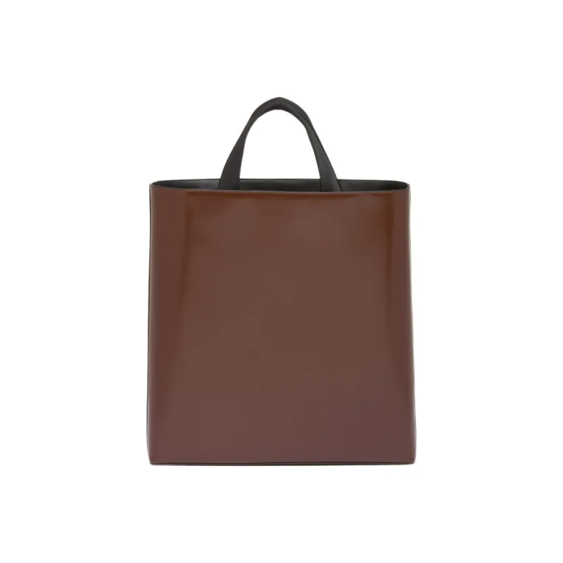 PRADA Leather Tote Bag Shopping Bag Handbag Men's Brown-2