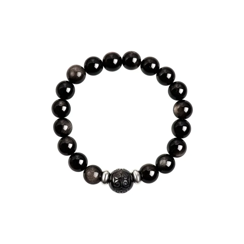 SIMPLE JOYS Natural Obsidian Bracelets Unisex-3