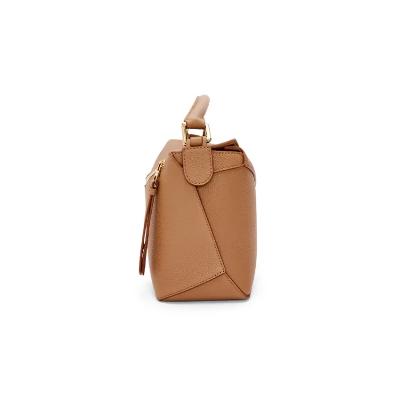 LOEWE Soft Grained Calfskin Shoulder Bag Crossbody Bag Handbag Small Size Women's Toffee Color-2