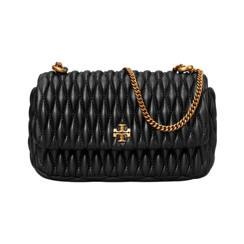 TORY BURCH Kira Nappa Leather Portable Crossbody Bag, Shoulder Bag Mini Women's Black & Gold-0
