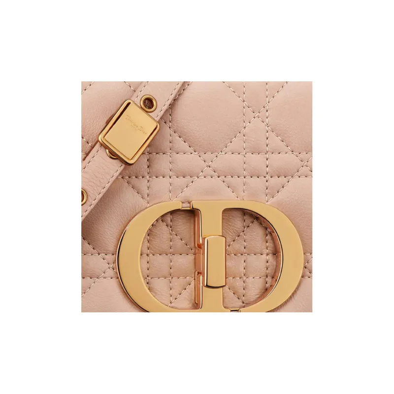 DIOR Caro Soft Cannage Calfskin Shoulder Bag Crossbody Bag Small Size Women's Nude Pink-5