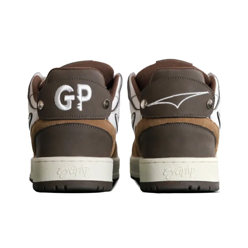 EYGPAP Abrasion Resistant Slip Resistant Low Top Skateboard Shoes Unisex White Brown-2