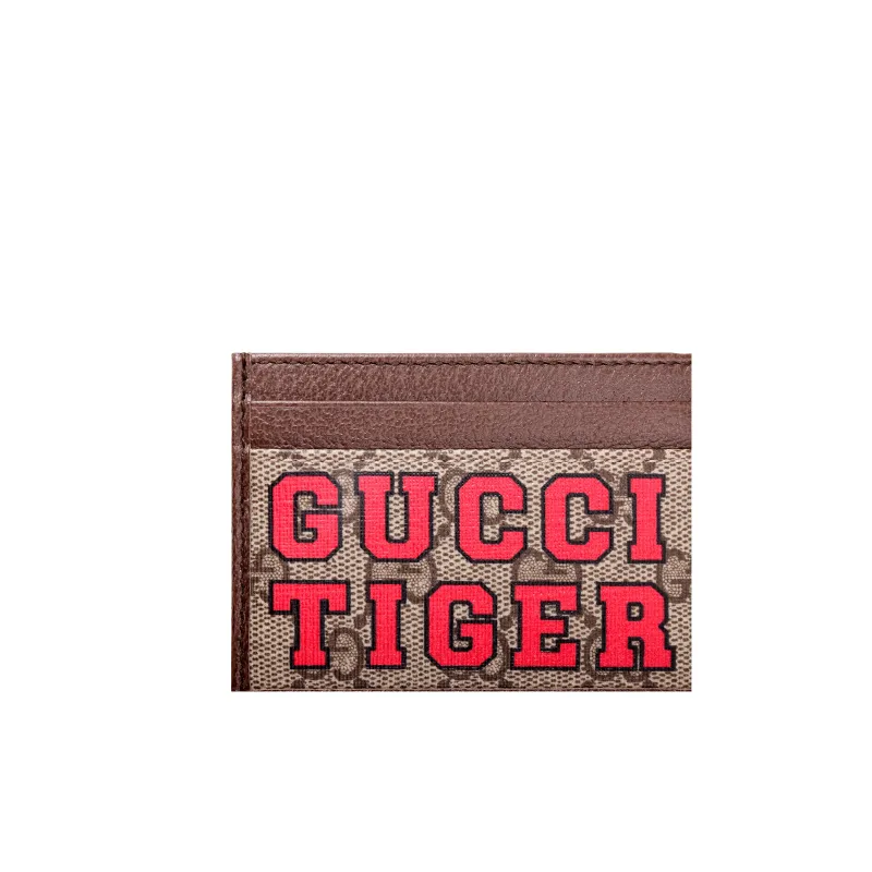 GUCCI Canvas With Leather Card Clip Card Holder Men's Brown-7