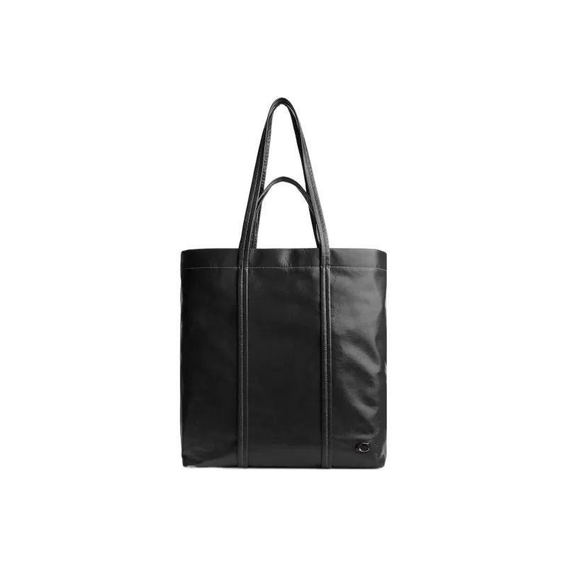 COACH Leather Tote Bag, Shopping Bag, Handbag, Shoulder Bag Large Size Men's Black-0