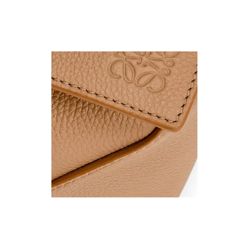 LOEWE Soft Grained Calfskin Shoulder Bag Crossbody Bag Handbag Small Size Women's Toffee Color-5