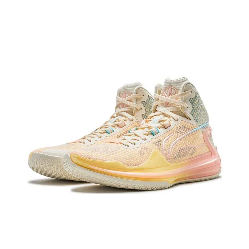 LINING Liren 4 Basketball Shoes Men Mid Top Neon Milk Yellow/Light Antique Yellow/Ice Cool Blue-2