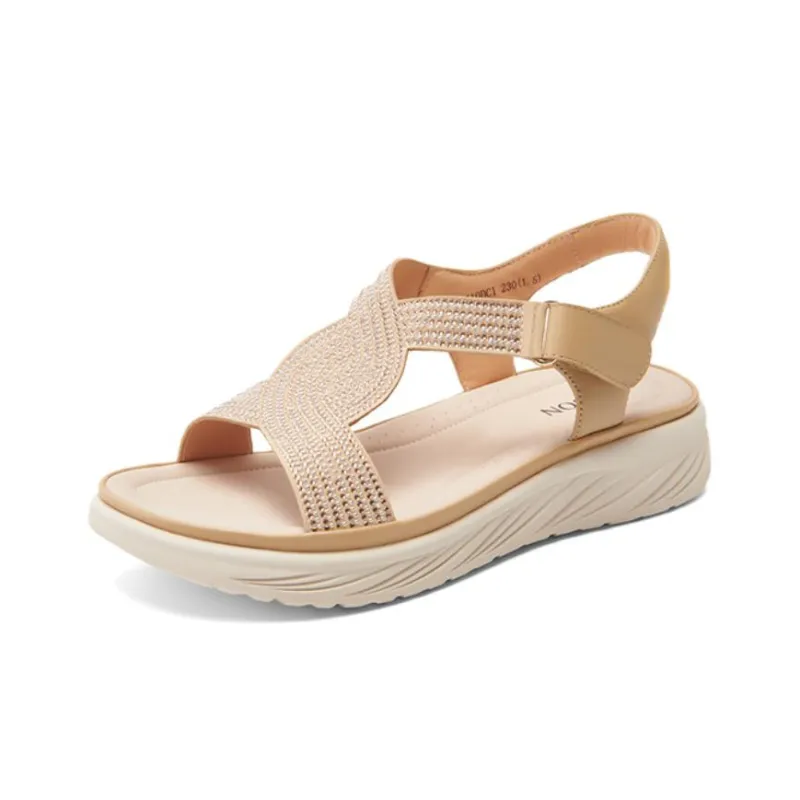 PT'SON Roman Sandals 3cm Women's Apricot, Silver-0