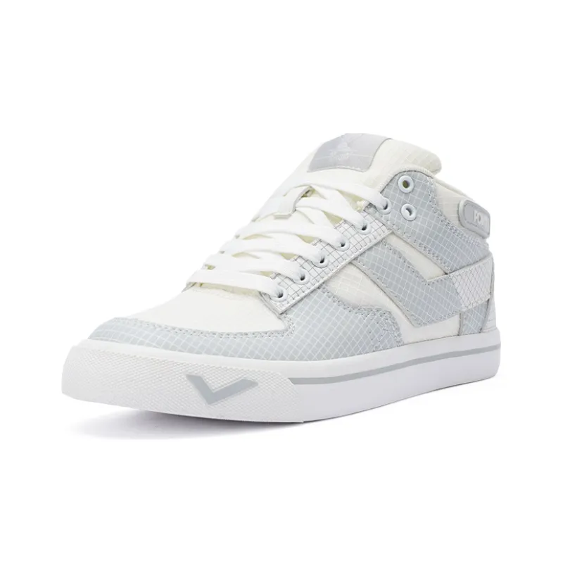 PONY Atop Slip Resistant Cushioning Coverage Mid Top Skateboard Shoes Unisex Gray White-1