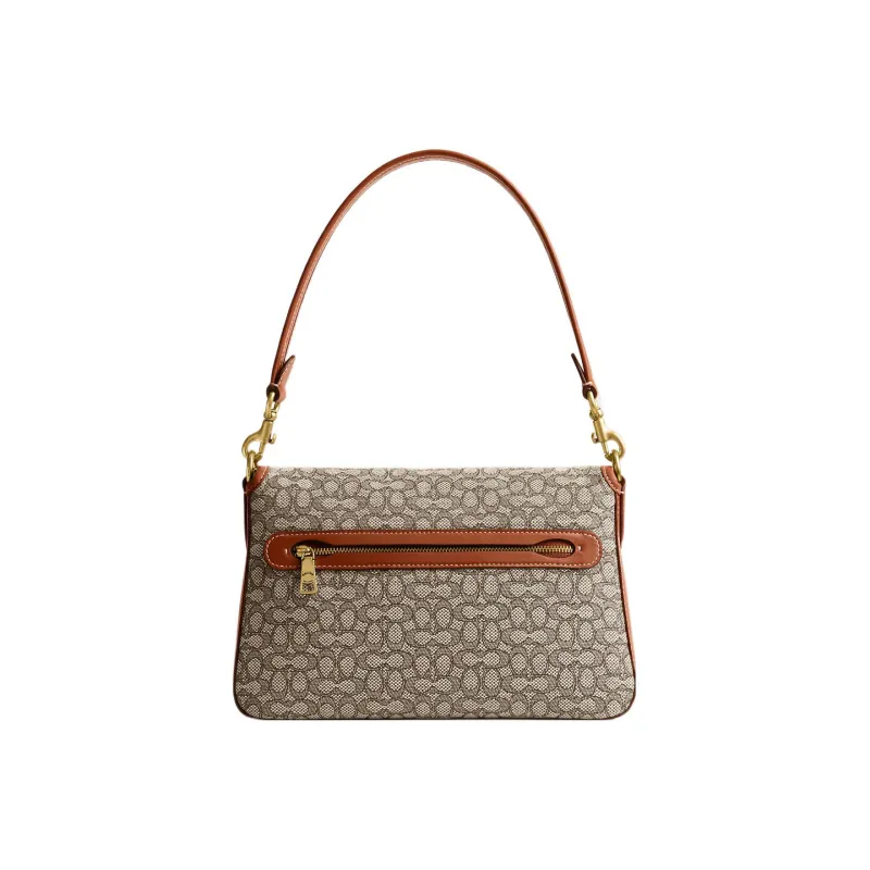 COACH Soft Tabby Leather Saddle Bag, Handbag, Shoulder Bag Tubas Women's Brown & Gray-4