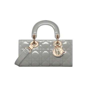 DIOR Lady D-JOY Patent Leather Cowhide Dior Bag Shoulder Bag Crossbody Bag Handbag Small Size Women's Gray