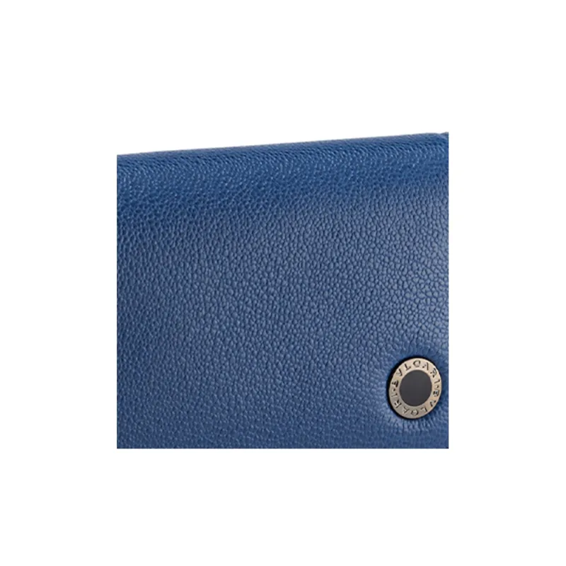 BVLGARI Calfskin Card Holder Men's Blue-3