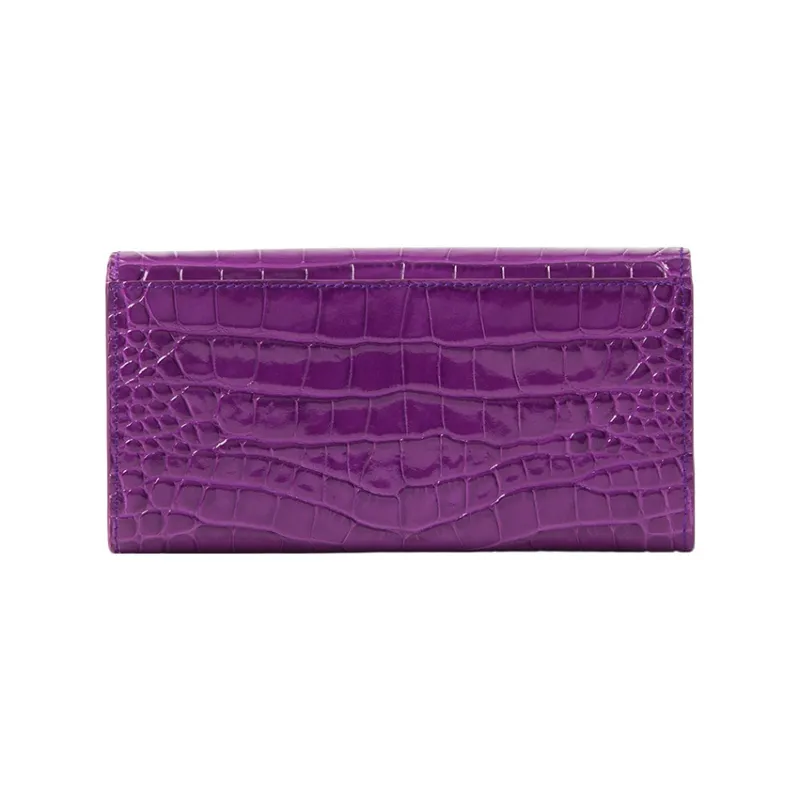 Burberry Crocodile Pattern Embossed Calfskin Wallet Women's Purple-2