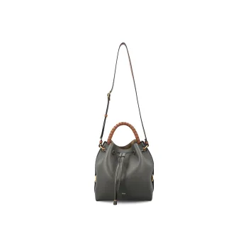 Chloe Grain Calfskin Basket Bag, Bucket Bag, Shoulder Bag, Crossbody Bag, Handbag Regular Women's Gray