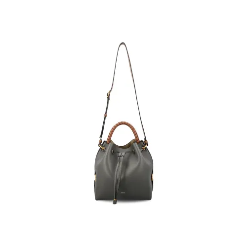 Chloe Grain Calfskin Basket Bag, Bucket Bag, Shoulder Bag, Crossbody Bag, Handbag Regular Women's Gray