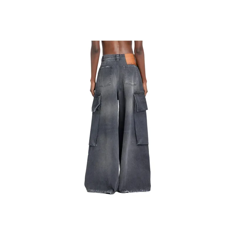 PALM ANGELS Wide Denim Parachute Jeans-1