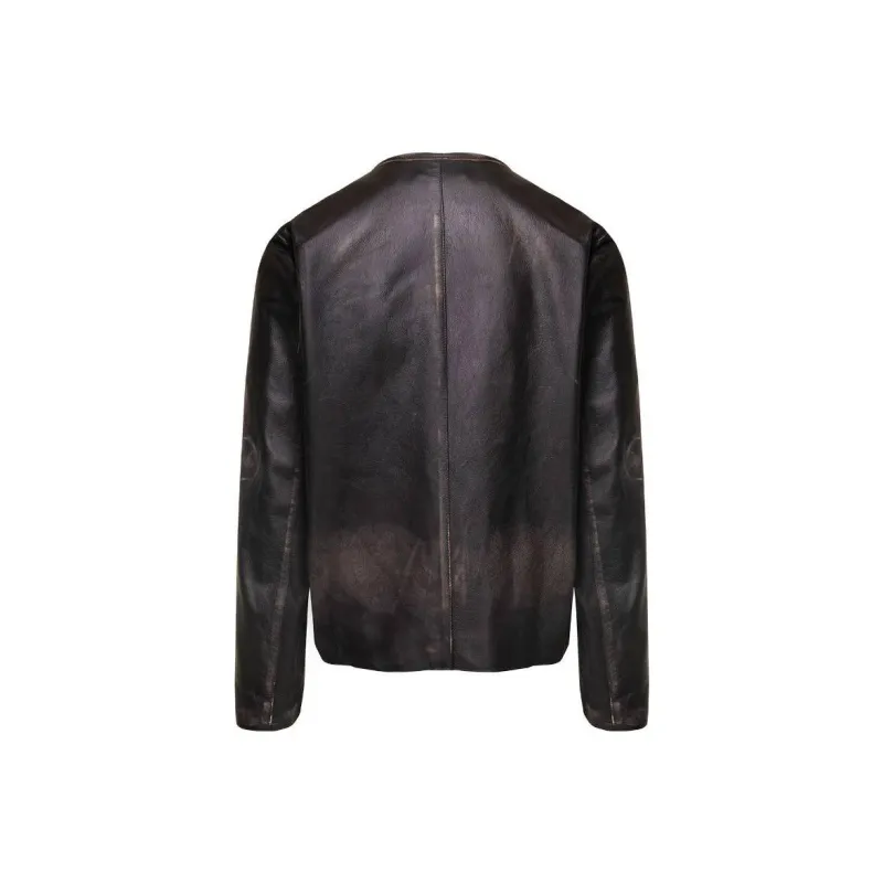 DIESEL Leather Jackets Men Black-1