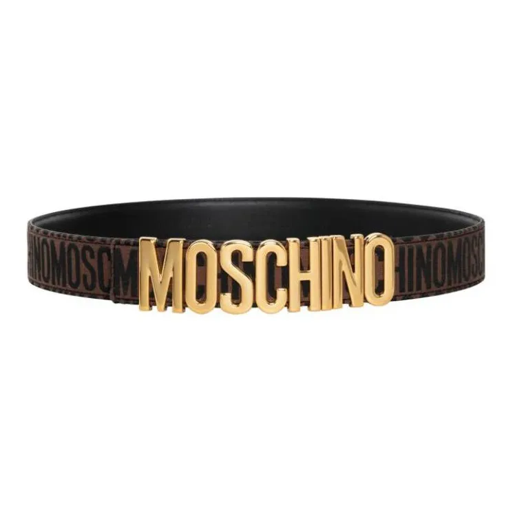 MOSCHINO Logo-lettering Leopard-print Belt-0