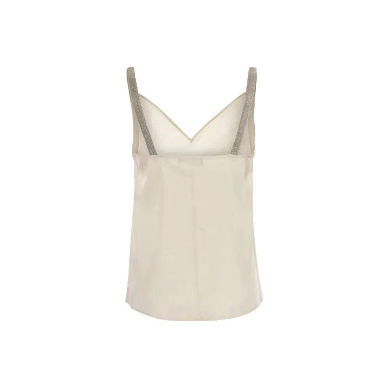 Fabiana Filippi Metallic Trim V Neck Satin Camisole-1