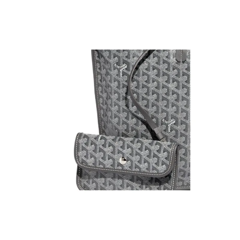 GOYARD Anjou Calfskin Canvas Tote Bag Shopping Bag Handbag Small Size Women's Gray/Yellow-4