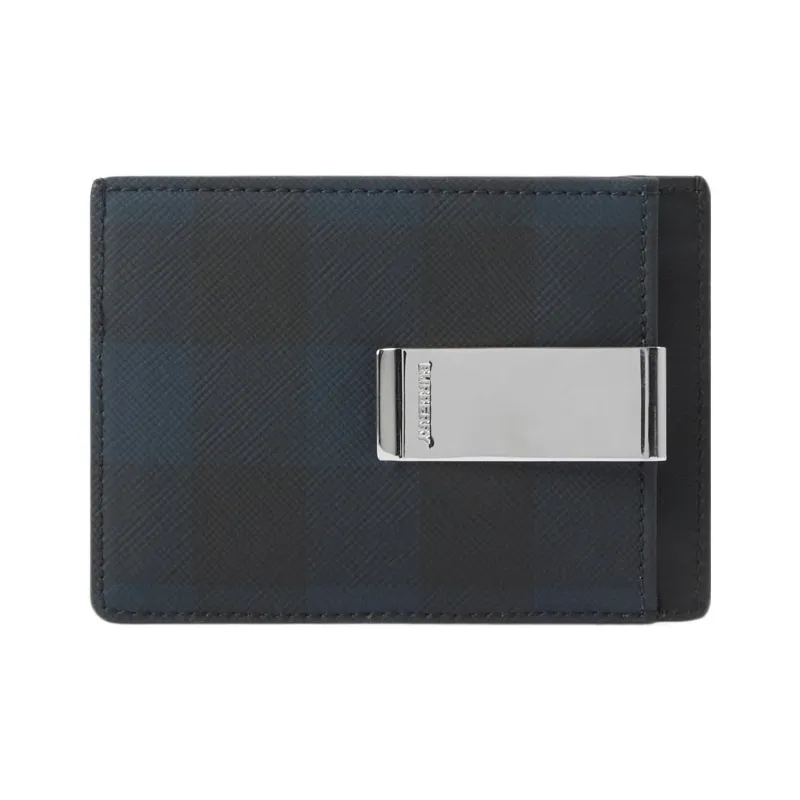 Burberry Calfskin Embellishment Card Holder Regular Men's Marine Blue-2