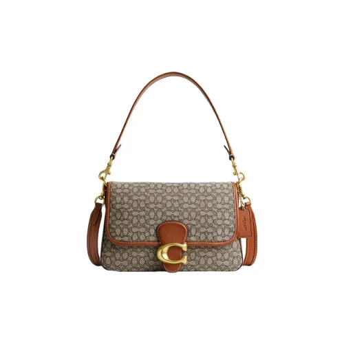 COACH Soft Tabby Leather Saddle Bag, Handbag, Shoulder Bag Tubas Women's Brown & Gray