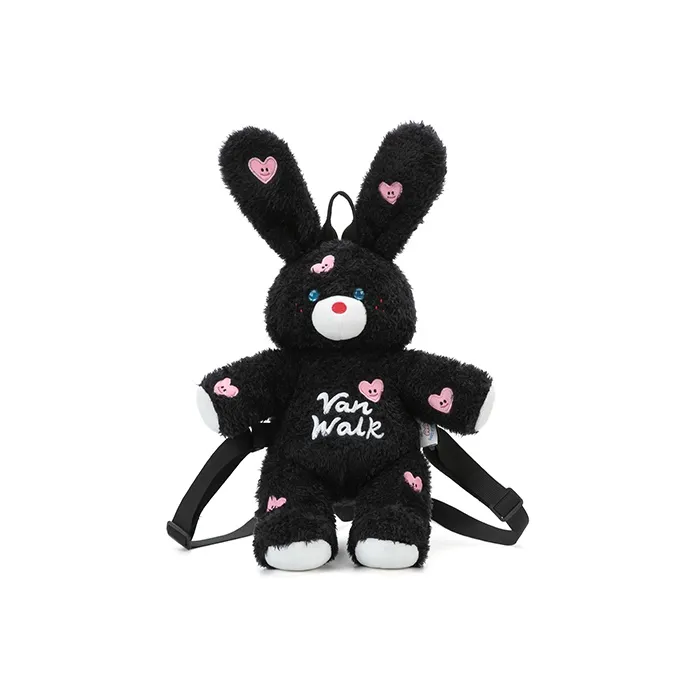 VANWALK Plush Backpack Regular Women's White/Pink/Black-2
