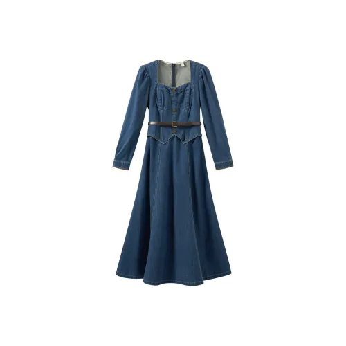 Inman Long-Sleeved Dresses Women's Denim Blue