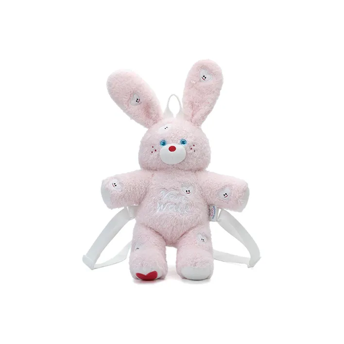 VANWALK Plush Backpack Regular Women's White/Pink/Black-7