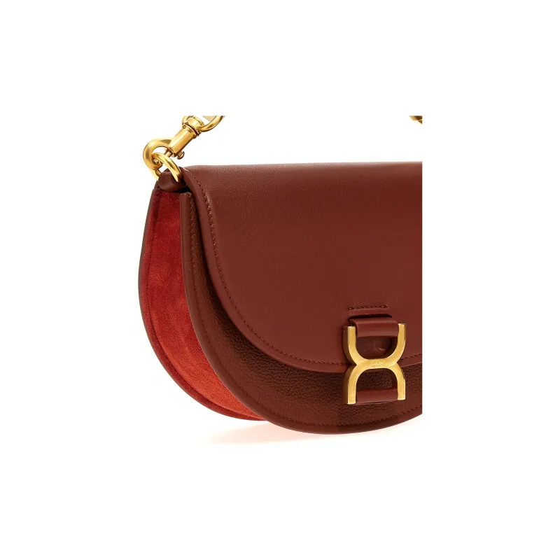Chloe Marcie Nappa Lambskin Grain Calfskin Shoulder Bag, Crossbody Bag, Handbag Regular Women's Brown-2