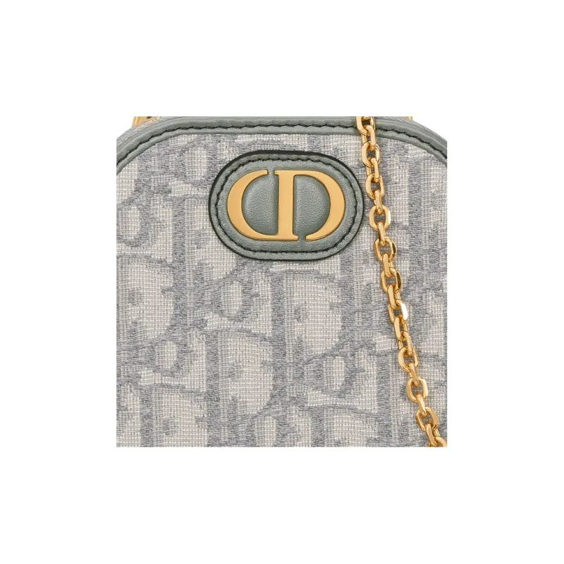 DIOR 30 Montaigne Oblique Jacquard Portable One Shoulder Crossbody Cell Phone Pouch Women's Gray-4
