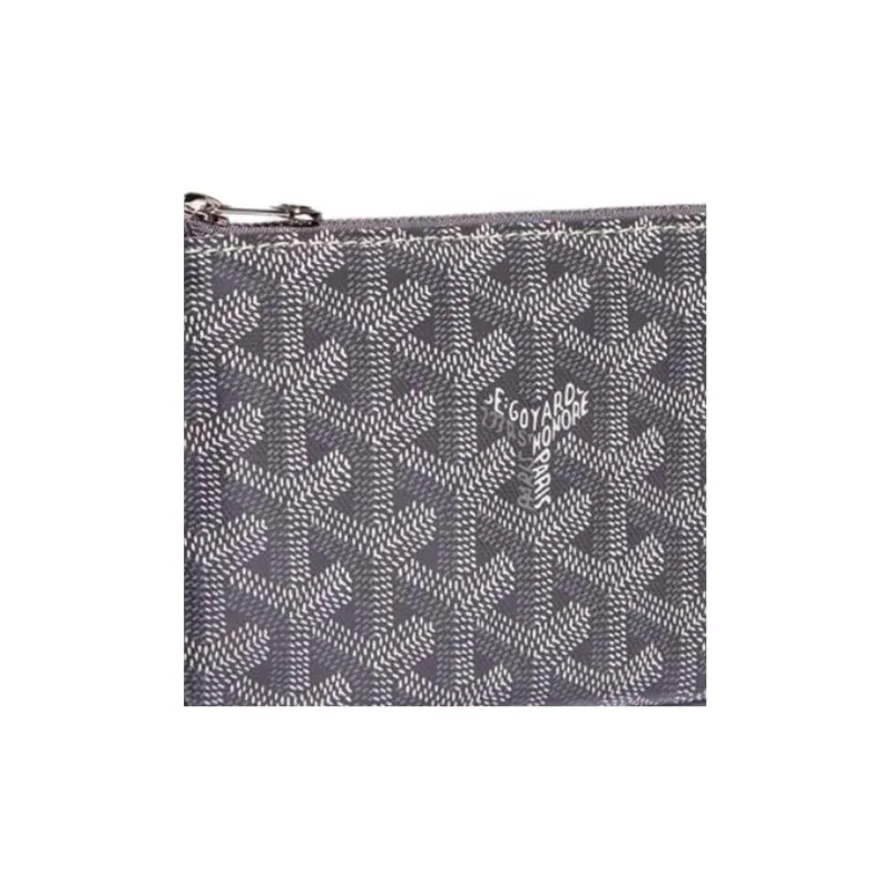 GOYARD SENAT Canvas With Calfskin Wallet Card Holder Clutch Mini Unisex Gray-4