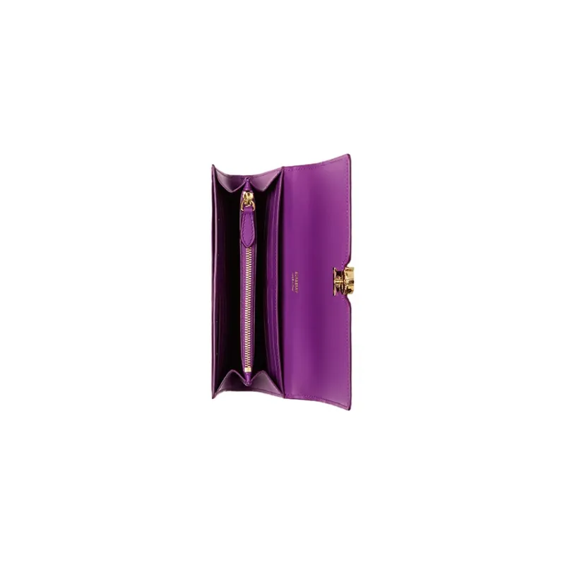 Burberry Crocodile Pattern Embossed Calfskin Wallet Women's Purple-3