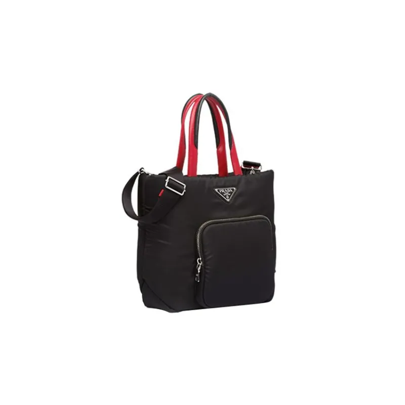 PRADA Nylon Shoulder Bag, Crossbody Bag, Handbag Women's Black/Red-1