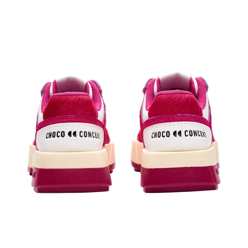 CHOCO CONCERT Cow Leather Horsehair Low Top Stylish Skateboarding Shoes Unisex Fuchsia-4
