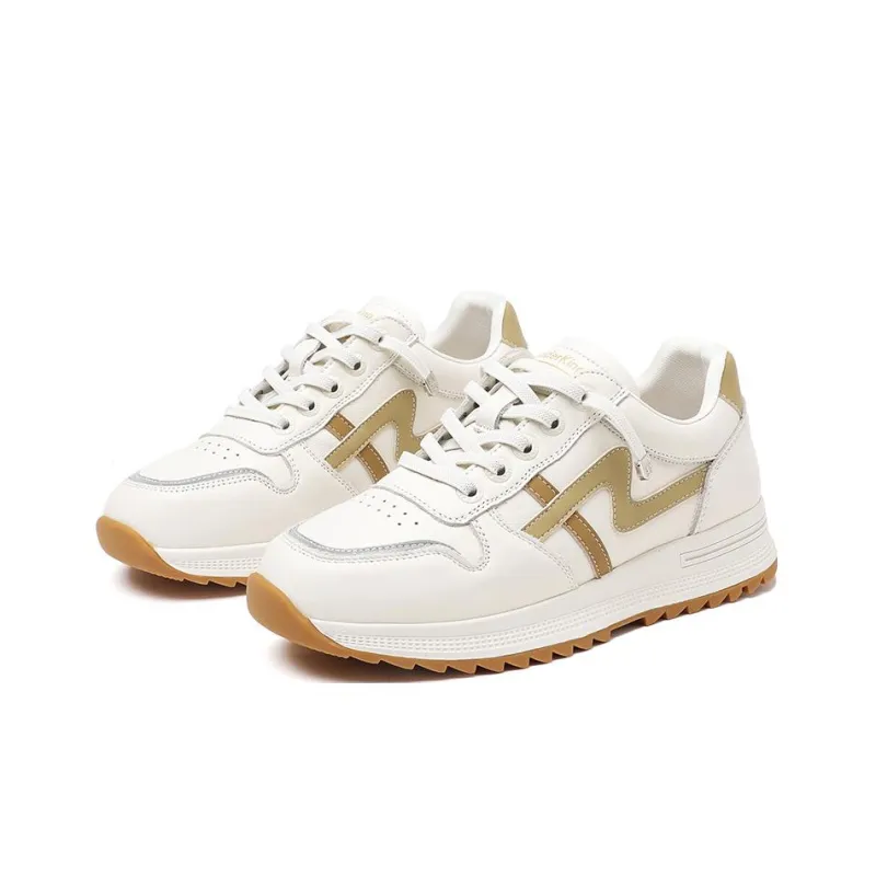 Spider King Low-Top Skateboard Shoes 2cm Women's Beige Apricot-2