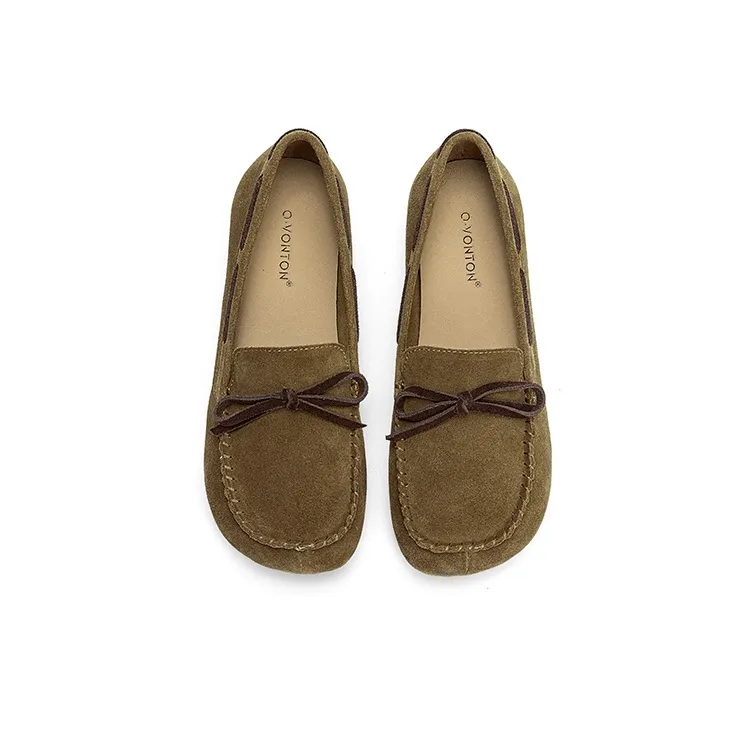 Q.VONTON Loafers Women's Low Top Gray/Khaki-6