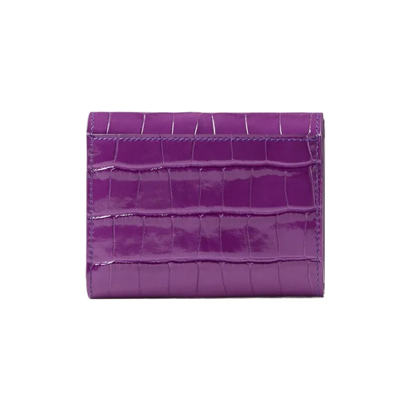 Burberry Crocodile Pattern Embossed Calfskin Wallet Women's Purple-2