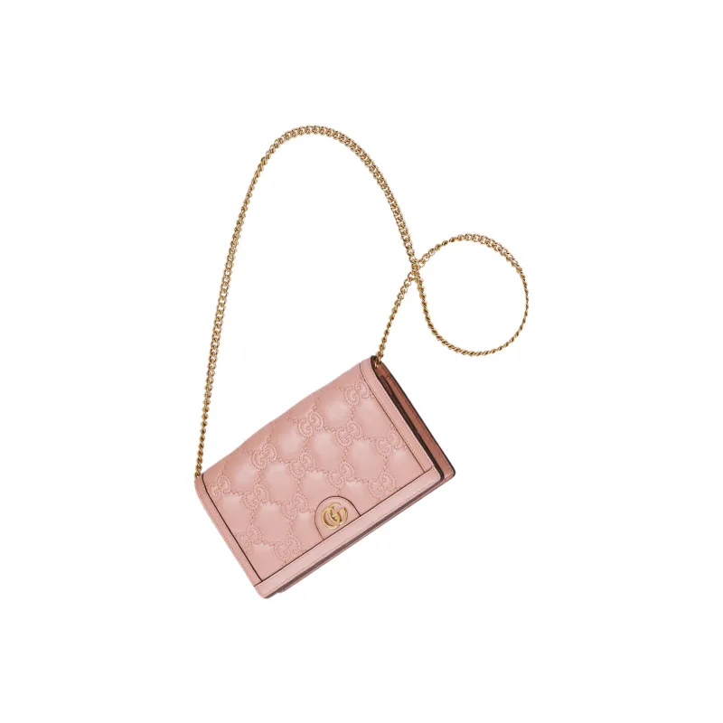 GUCCI Leather Small Square Bag, Shoulder Bag, Crossbody Bag, Wallet Women's Pink-2
