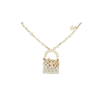 CHANEL Synthetic Cubic Zirconia, Rhinestone, Pearl, Metal Necklaces Women's Gold