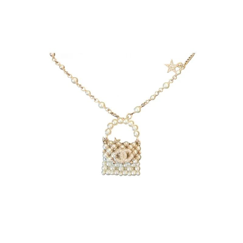 CHANEL Synthetic Cubic Zirconia, Rhinestone, Pearl, Metal Necklaces Women's Gold-0
