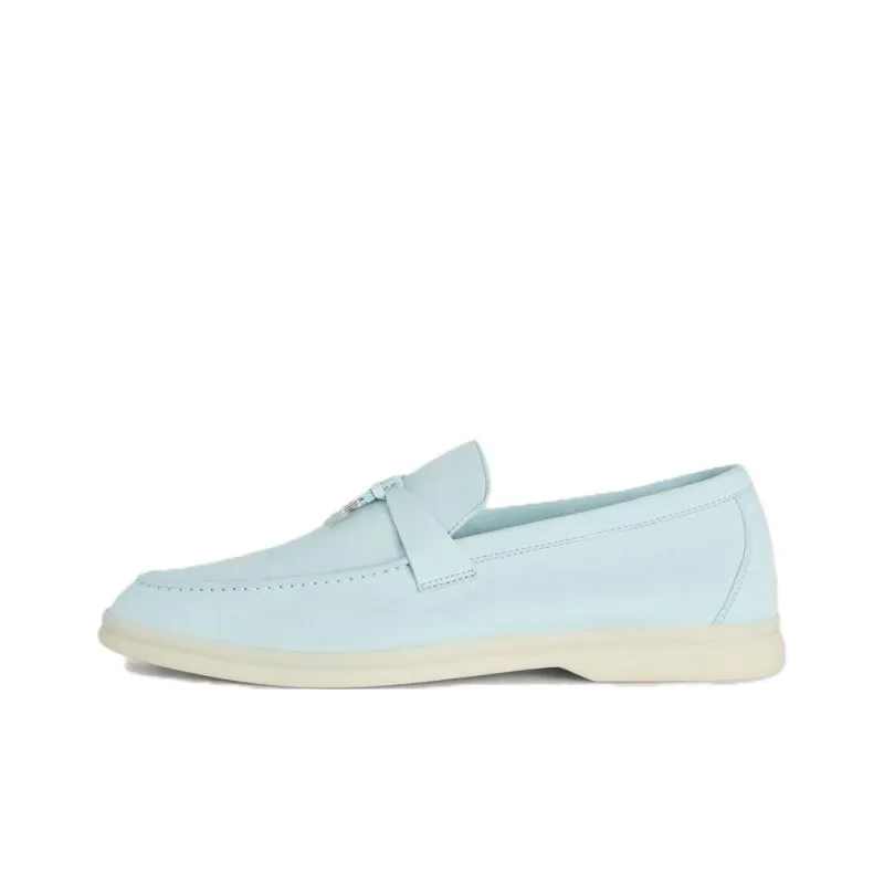 Loro Piana Summer Charms Walk Casual Single Shoes Women's Cyan Sapphire Color-0