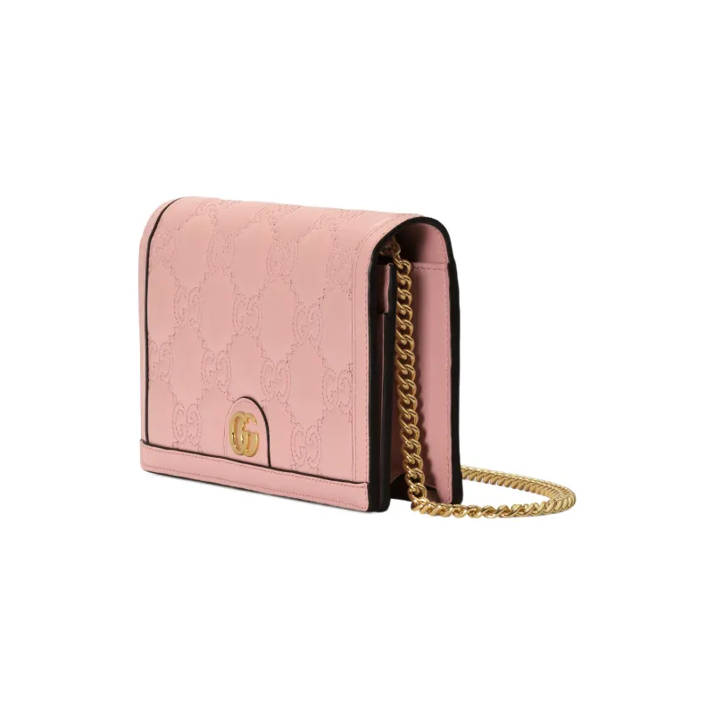 GUCCI Leather Small Square Bag, Shoulder Bag, Crossbody Bag, Wallet Women's Pink-1