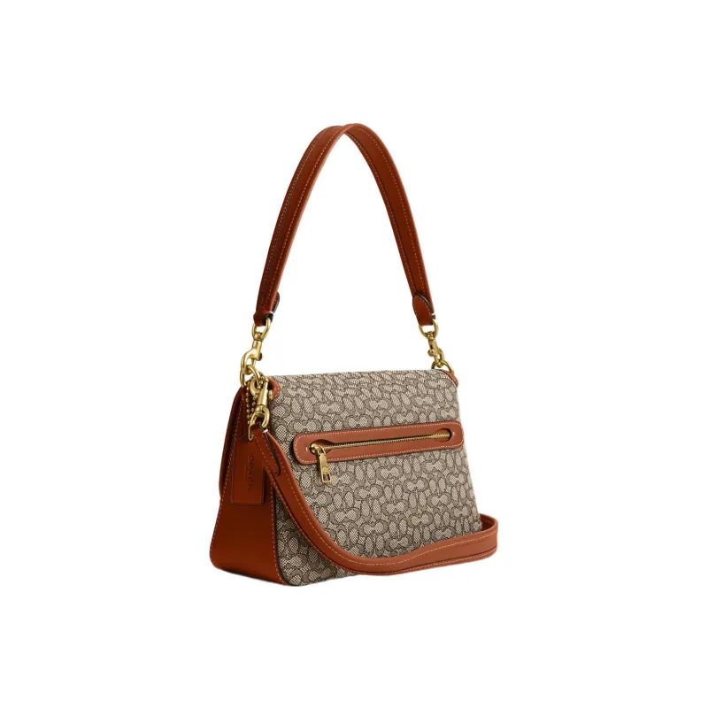 COACH Soft Tabby Leather Saddle Bag, Handbag, Shoulder Bag Tubas Women's Brown & Gray-3
