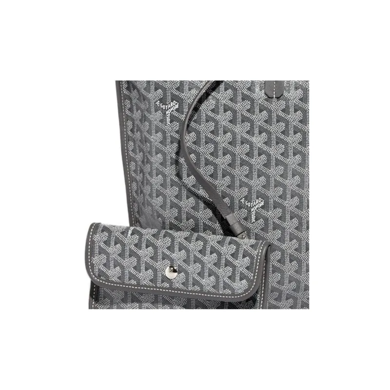 GOYARD Anjou Calfskin Canvas Tote Bag Shopping Bag Handbag Small Size Women's Gray/Blue-3